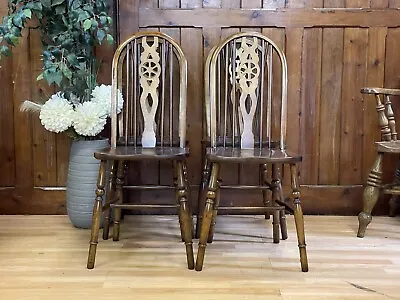 Vintage Jaycee Windsor Dining Chairs  Solid Oak Wheelback Kitchen Chairs • £395