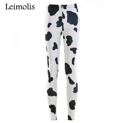 Ladies 3 D Print White Cow Gothic Plus Size Street Wear Sport Leggings Gift New • £14.99