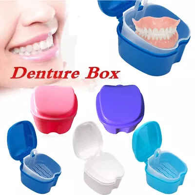 Denture Bath Case Dental False Teeth Storage Box With Hanging Net Container • $3.86