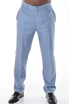 Mens Bohio 100% Linen - Gray Flat-Front Casual Dress Pants ( 32 ~44 ) - MLP50 • $39.99