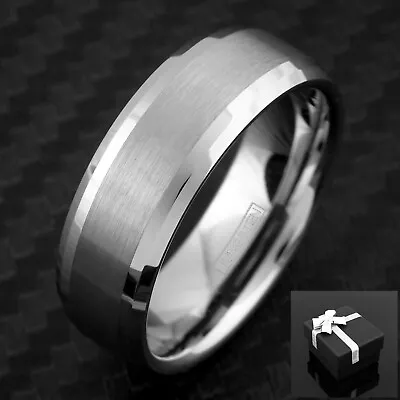 Tungsten Carbide Men's Ring Silver 3/4 Brushed Wedding Band Bridal Jewelry • $12.99