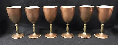 Set Of 6 Orfe Mex Copper & Brass Wine Goblets / Stems Mixed Metals Mexico Aztec • $99.99