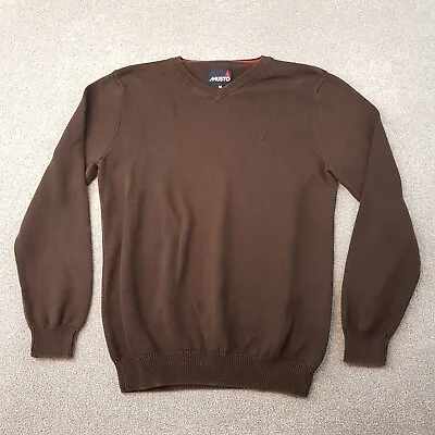 Musto Mens Jumper Medium Brown Pullover Sweater Sweatshirt V-Neck Solid Warm • £27.99