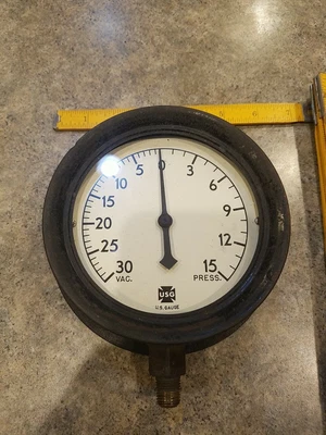 $65 • Buy Large 5-1/4”  Pressure/Vacuum Guage-U S Guage Co. N.Y. Steampunk