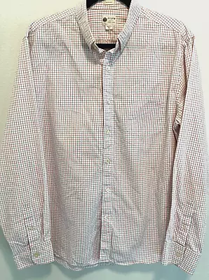 J Crew Shirt Mens Large Gray Peach Gingham Check Tailored Fit Pocket Button Up • $6.50