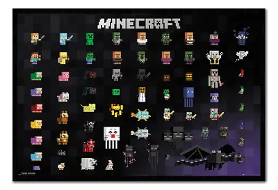 Minecraft Pixel Sprites Poster Framed • £36.99
