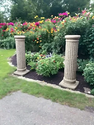 2 X Tall Doric Roman Column Garden Pedestal Plinth Ornament Solid Concrete Heavy • £309.90