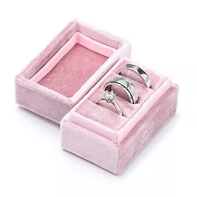  Velvet Ring Box Rectangle 3 Slots Premium Ring Bearer Box Vintage Pink • $11.37