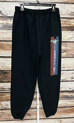 Ford Mustang Sweatpants Black Sweats Drawstring Gildan Men’s Size Large • $21.63