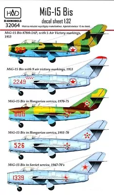 Hungarian Aero Decals 1/32 MIKOYAN MiG-15 Bis  FAGOT  Soviet Jet Fighter • $19.99