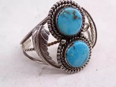 Vintage Navajo Native American Indian Sterling Silver Turquoise Cuff Bracelet • $3.25