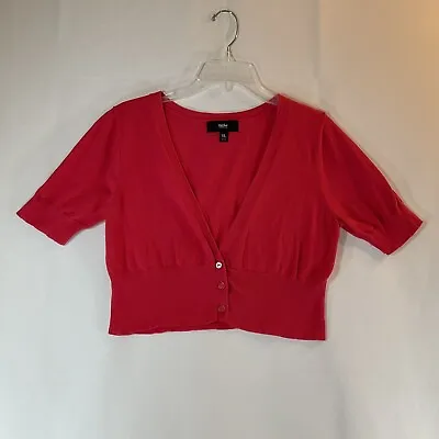 Mossimo Supply Co Red V Neck Button Front Bolero Short Cropped Cardigan Sweater • $10.20