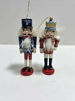 Vintage Christmas Nutcracker Ornaments Set Of 2 Wooden 4” Tall • $12