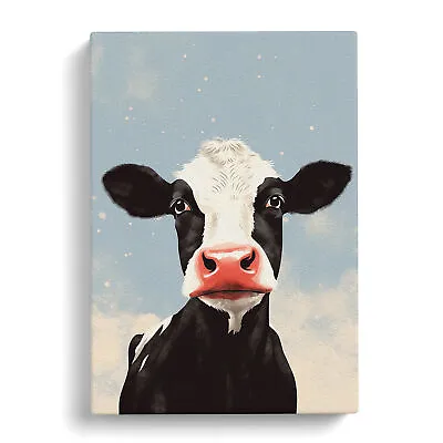 Cow Minimalism Art No.2 Canvas Wall Art Print Framed Picture Decor Living Room • £24.95