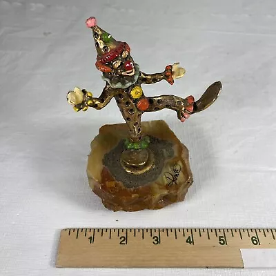 Ron Lee Dancing Clown Figurine On Stone Base Gold Tone Signed • $14.04