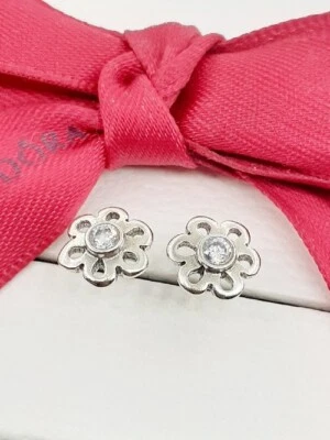 $55 • Buy Genuine Pandora Flower Stud Earring Clear Cz Ale 925 Retired Rare #290994cz