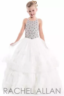 Rachel Allan Perfect Angels 1669 Winning White Girls Pageant Gown Dress Sz 8 NWT • $259.99