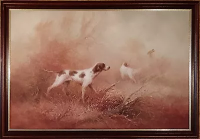 Large Original Hand Painted Oil Painting Of Gun Dogs Hunting Pheasant Woodland  • £299