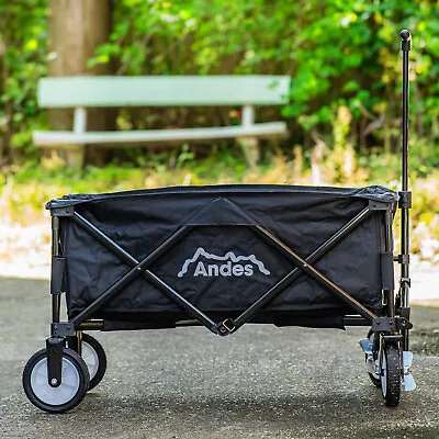 Andes Black Collapsible Portable Folding Camping Wagon Cart Festival Trolley • £49.99