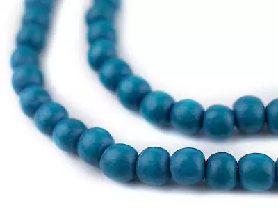 Aqua Blue Round Natural Wood Beads 6mm 16 Inch Strand • $1.99