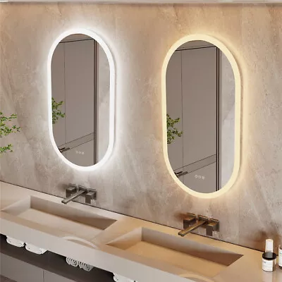 Oval Illuminated LED Bathroom Mirror Wall Mounted Anti-Fog Vanity Makeup Lights • $139.91