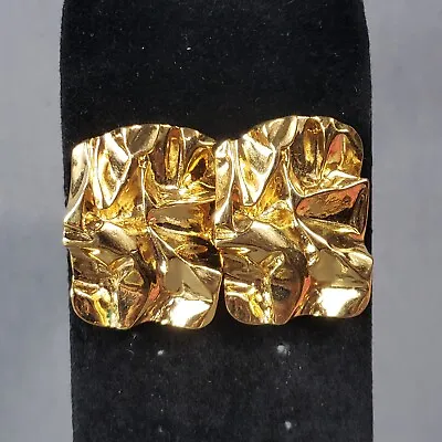 Dangle Earrings Gold Tone Brutalist Mid Century Modernist Boho Pierced 1.25  • $9.99