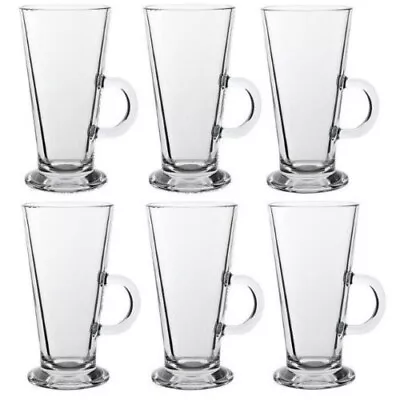 Set Of 6 Tall Coffee Latte Glasses/Mugs Cappuccino Hot Cold 280ml/10oz • £13.80