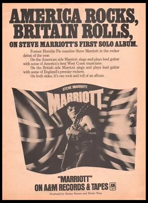 1976 Steve Marriot-Print Ad / Mini-poster VTG 70’s Rock Music Décor • $9.95