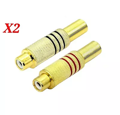 £3.69 • Buy X2 RCA Female Plug Jack Solder Audio Phono AV Adapter Connectors Gold Plated UK