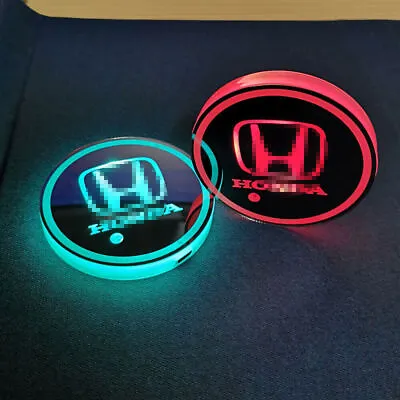 2x 7 Colors LED Lights Car Cup Holder Mat Cup Pad Drinks Coaster Car Accessories • $14.20