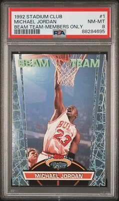 1992 Stadium Club Beam Team Members Only #1 Michael Jordan PSA 8 • $350