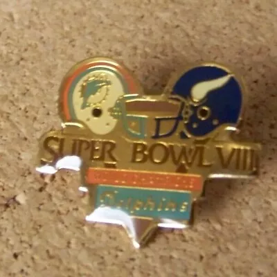 Miami Dolphins Minnesota Vikings SB Super Bowl 8 VIII Small Pin • $10