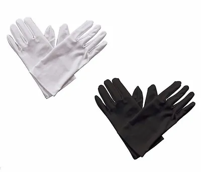 Adult Mens GLOVES Black Or White Theatre Halloween Fancy Dress Accessories Mimi • £4.95