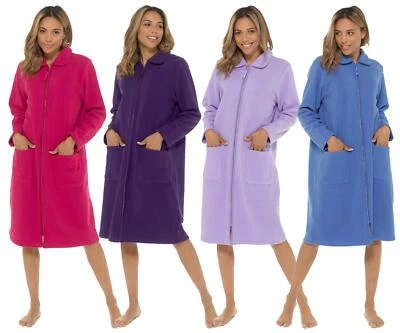 £21.99 • Buy Zip Fleece Dressing Gown Undercover Ladies Zipper Front Robe Nightwear