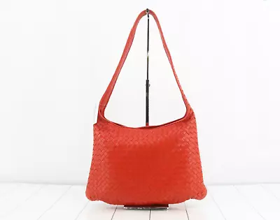 BOTTEGA VENETA Nappa Intrecciato Shoulder Bag Red • $590