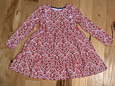 Mini Boden Girls Red Floral L/s Dress Size 7-8 Excellent Cond Ld6 • $19.19