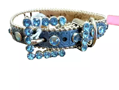 Bb Simon Steel Blue Dog Collar Bright Blue Swarovski Stones Small • $67.99