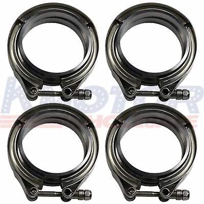 $45.97 • Buy 3  V-Band Flange Clamp Kit With Ridge 4 Pcs Stainless Steel For Exhaust Downpipe