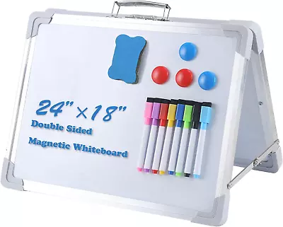 18X24 Inch Large White Board Dry Erase Board Portable Magnetic Whiteboard Doubl • $84.99