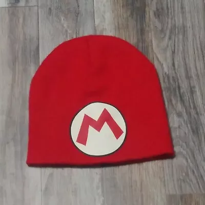 Official Super Mario Beanie M Logo Red Knit Acrylic Wool Cap '14 Nintendo • $15