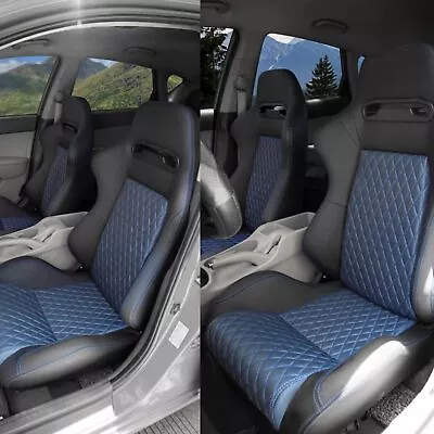 $299.99 • Buy Racing Seats Reclinable Bucket Seats With 2 Sliders Adjustable PU Leather Seats