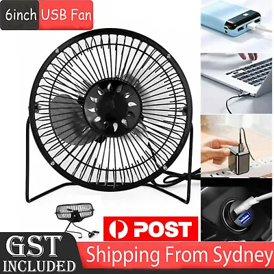 $13.59 • Buy 6 Inch Portable Mini USB Cooling Fan 360° Small Desktop Desk Quiet Computer AU