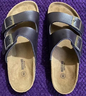 Mossi I Mens Sandals Size 8 Brown Double Buckle Strap Slip On Slide. Pre-owned. • $24.97