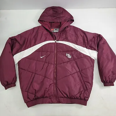 Nike Team Issue MSU Mississippi State Puffer Hooded Jacket Men's XL Rare! EUC • $134.96