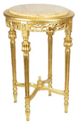 Casa Padrino Baroque Side Table With Marble Plate Round Gold 70 X 45 Cm Table • £216