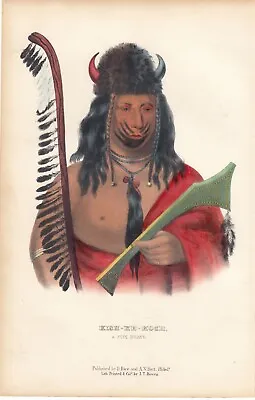 Rare McKenney And Hall Octavo Portrait Print 1855: KISH-KE-KOSH. A Fox Brave. • $139.99