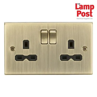 £13.19 • Buy Knightsbridge CS9AB Square Edge Antique Brass 13A 2G Double Twin Switched Socket