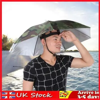 Umbrella Hat Foldable Outdoor Sun Shade Waterproof Camping Headwear Cap • £6.29