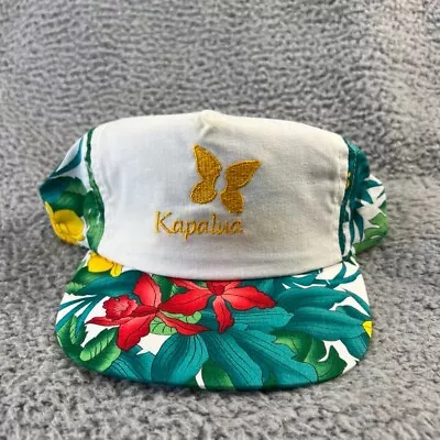 Vintage Kapalua Golf Course Hat White Floral Hawaii Embroidered Butterfly 90s • $34.83