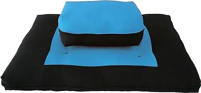 Zafu Zabuton Set Relaxing Yoga Meditation Cotton Cushions Mats Black/Turquoise • $82